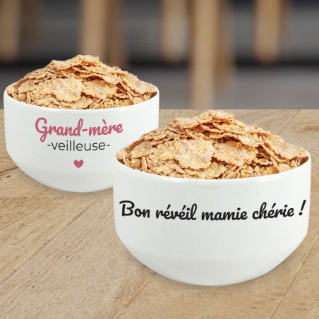 Bol petit déjeuner personnalisable Grand-mère-veilleuse · Idée cadeau personnalisé pour mamie 