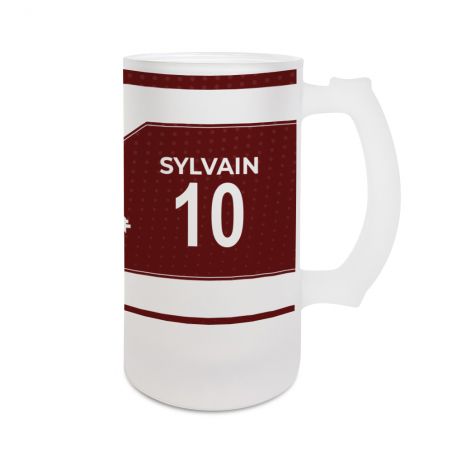 Beer mug 50 cL football club customizable with first name and number · Football fan gift · Metz