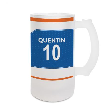 Beer mug 50 cL football club customizable with first name and number · Football fan gift · Montpellier