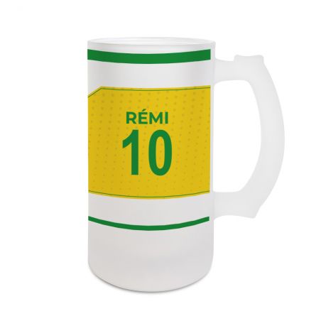 Beer mug 50 cL football club customizable with first name and number · Football fan gift · Nantes