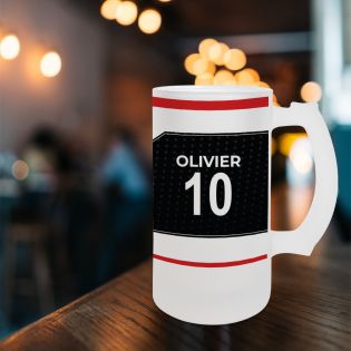 Beer mug 50 cL football club customizable with first name and number · Football fan gift · Nice