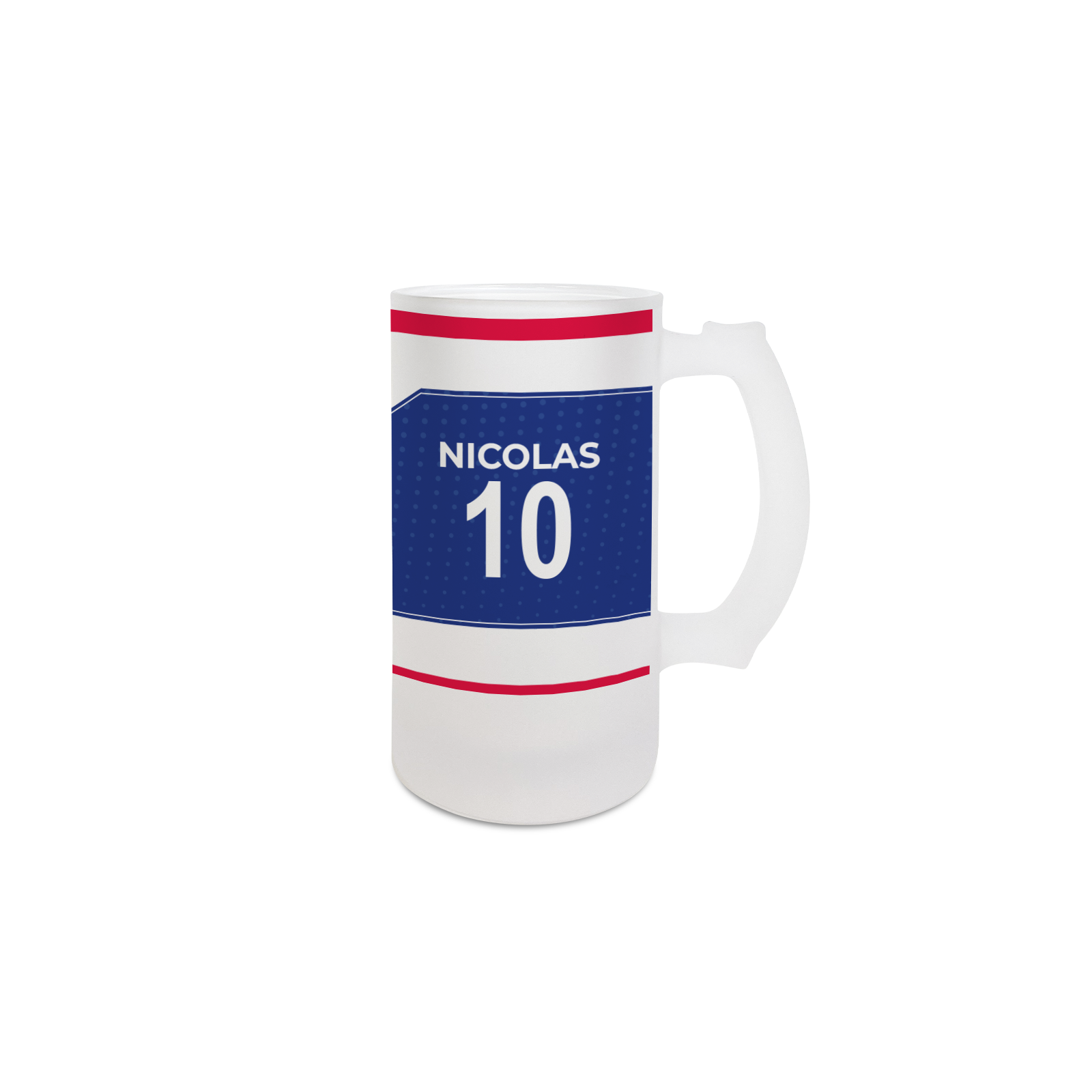 Beer mug 50 cL football club customizable with first name and number · Football fan gift · Lyon