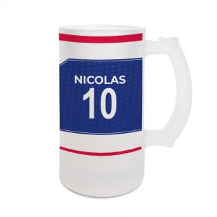 Beer mug 50 cL football club customizable with first name and number · Football fan gift · Lyon