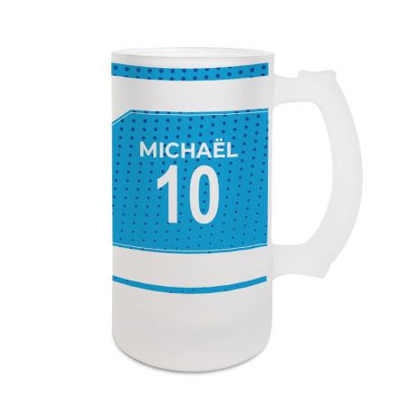 Beer mug 50 cL football club customizable with first name and number · Football fan gift · Strasbourg