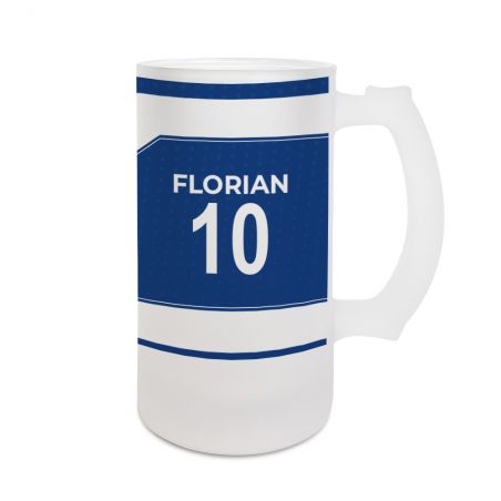 Beer mug 50 cL football club customizable with first name and number · Football fan gift · Toulouse