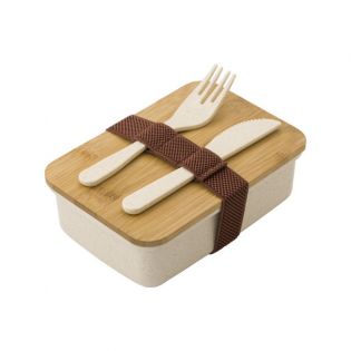 Customizable bamboo lunch box with first name + cutlery · Rainbow model