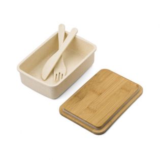 Customizable bamboo lunch box with first name + cutlery · Rainbow model