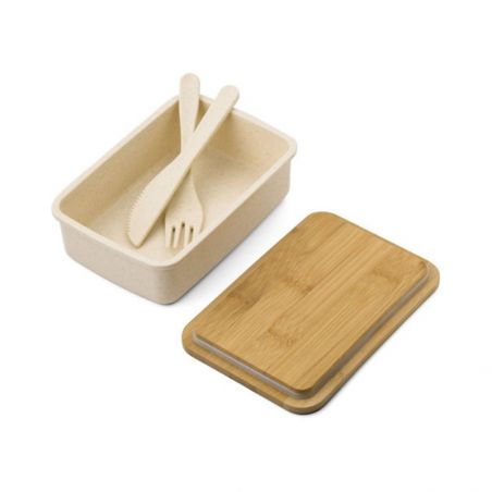 Customizable bamboo lunch box with first name + cutlery · Rainbow model