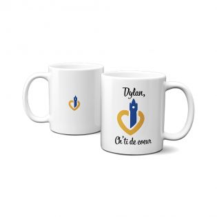 White ceramic mug personalized with Text | Tops of France