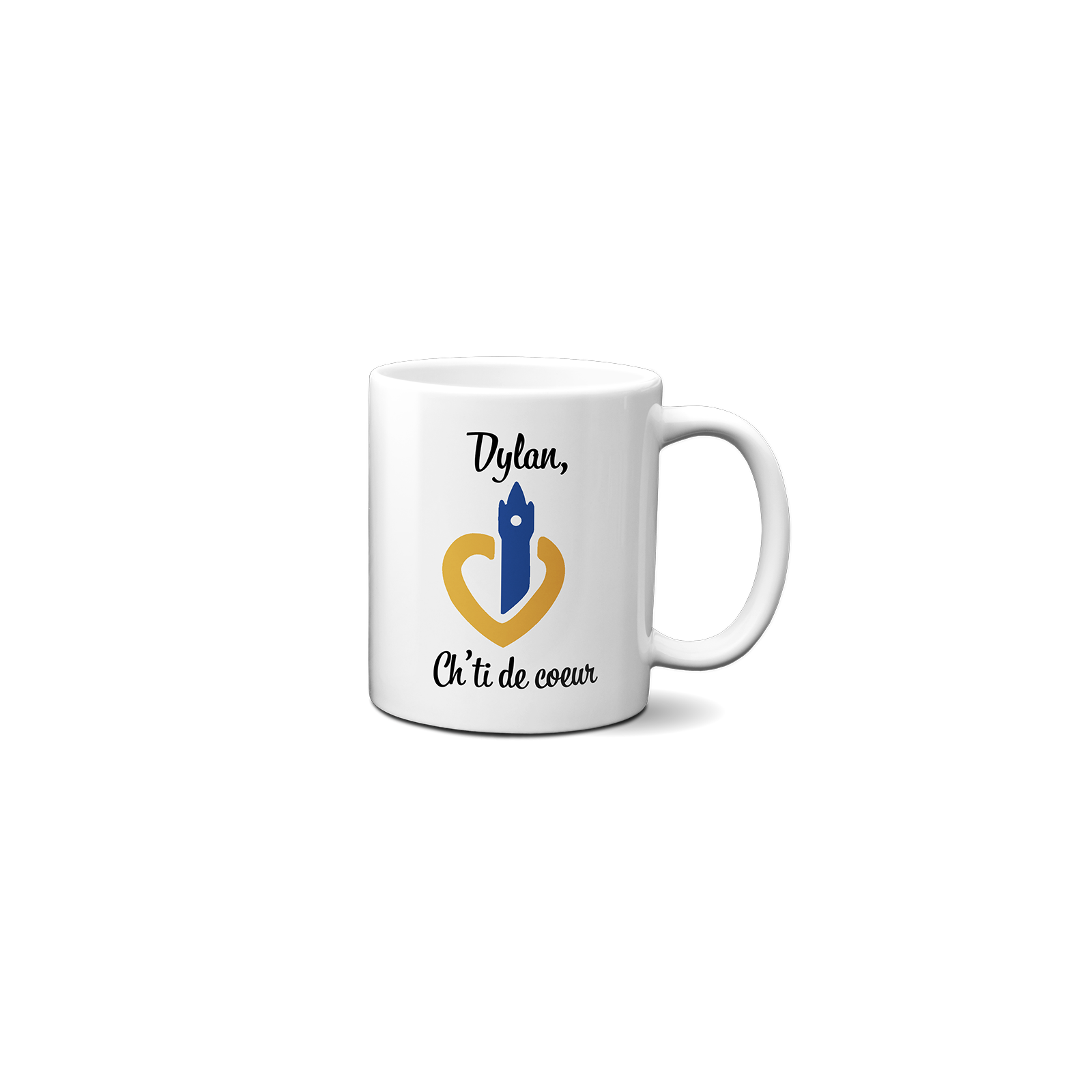 White ceramic mug personalized with Text | Tops of France