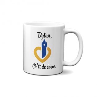 White ceramic mug personalized with Text | Tops of France