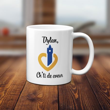 White ceramic mug personalized with Text | Tops of France