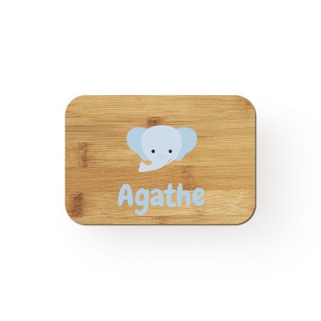 Customizable bamboo lunch box with first name + cutlery · Animal model