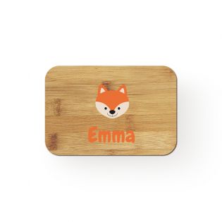 Customizable bamboo lunch box with first name + cutlery · Animal model