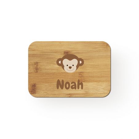 Customizable bamboo lunch box with first name + cutlery · Animal model