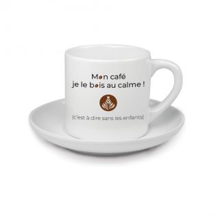 Small personalized espresso coffee cup + saucer · Customizable with text and photo