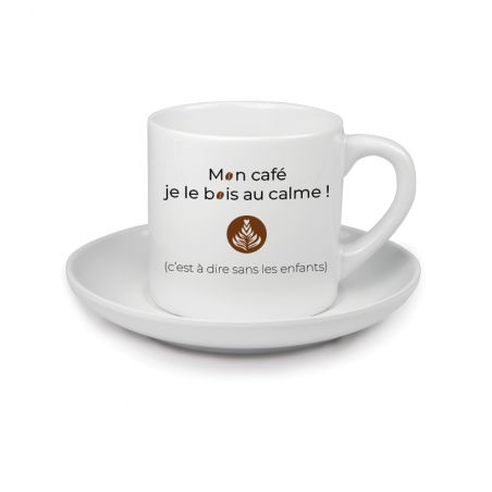 Small personalized espresso coffee cup + saucer · Customizable with text and photo