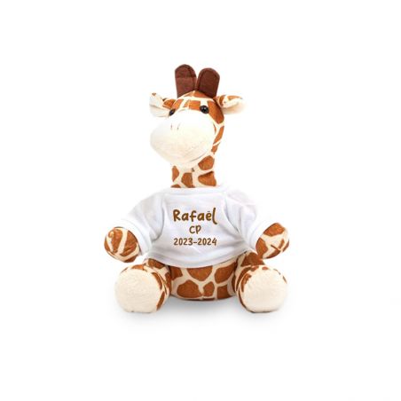 Personalized Giraffe animal plush toy with first name and photo for baby's room · Birth gift