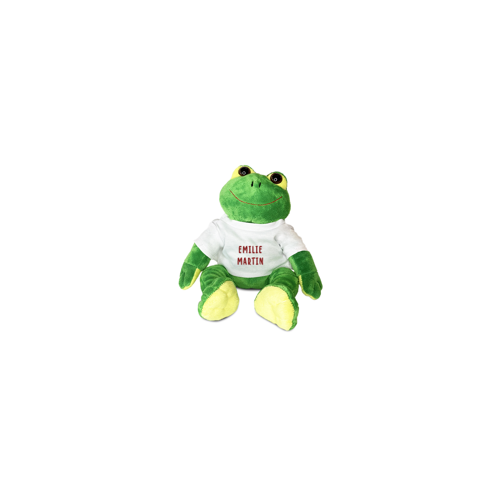 Animal plush with customizable t-shirt First name and Photo · Baby birth gift · Frog