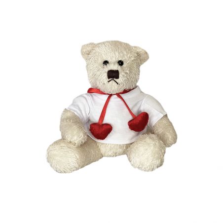 Peluche animal avec t-shirt personnalisable Texte et Photo · Cadeau naissance bébé · Ours cœur