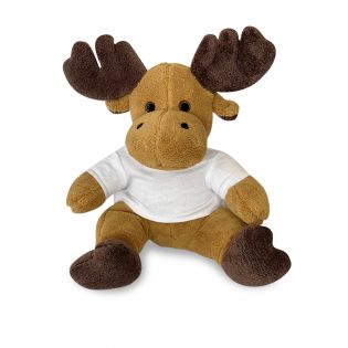 Peluche animal avec t-shirt personnalisable Prénom et Photo · Cadeau naissance bébé · Élan