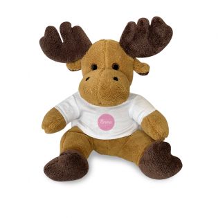 Animal plush with customizable t-shirt First name and Photo · Baby birth gift · Elk