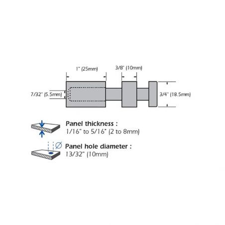 Set de 4 fixations murales vissées FIX-M1 - Entretoises murales vissées Ø 18 mm / L 25 mm