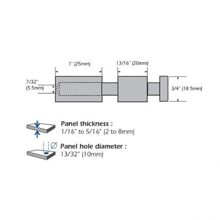 Fixation murale vissée FIX-M2 - Entretoise murale vissée Ø 18 mm / L 25 mm