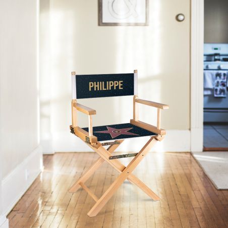 Decorative birch wood cinema armchair for the home, customizable with text or first name | Hollywood