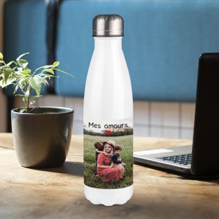 Customizable insulated bottle photo first name logo - Stainless steel, 50 cL - Personalized in France