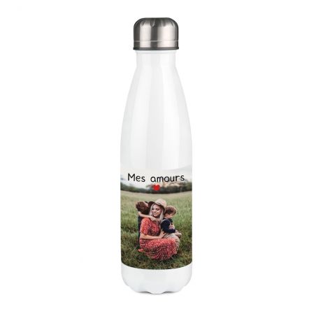 Bouteille isotherme personnalisable photo prénom logo - Inox, 50 cL - Personnalisé en France