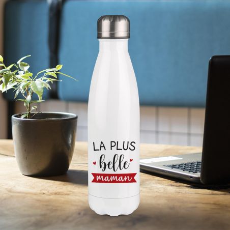 Customizable first name insulated bottle - Stainless steel, 50 cL - La plus Belle des Mamans model - Personalized Mom gift idea