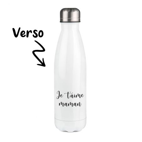 Bouteille isotherme personnalisable prénom - Inox, 50 cL - Modèle La plus Belle des Mamans - Idée cadeau personnalisé Maman