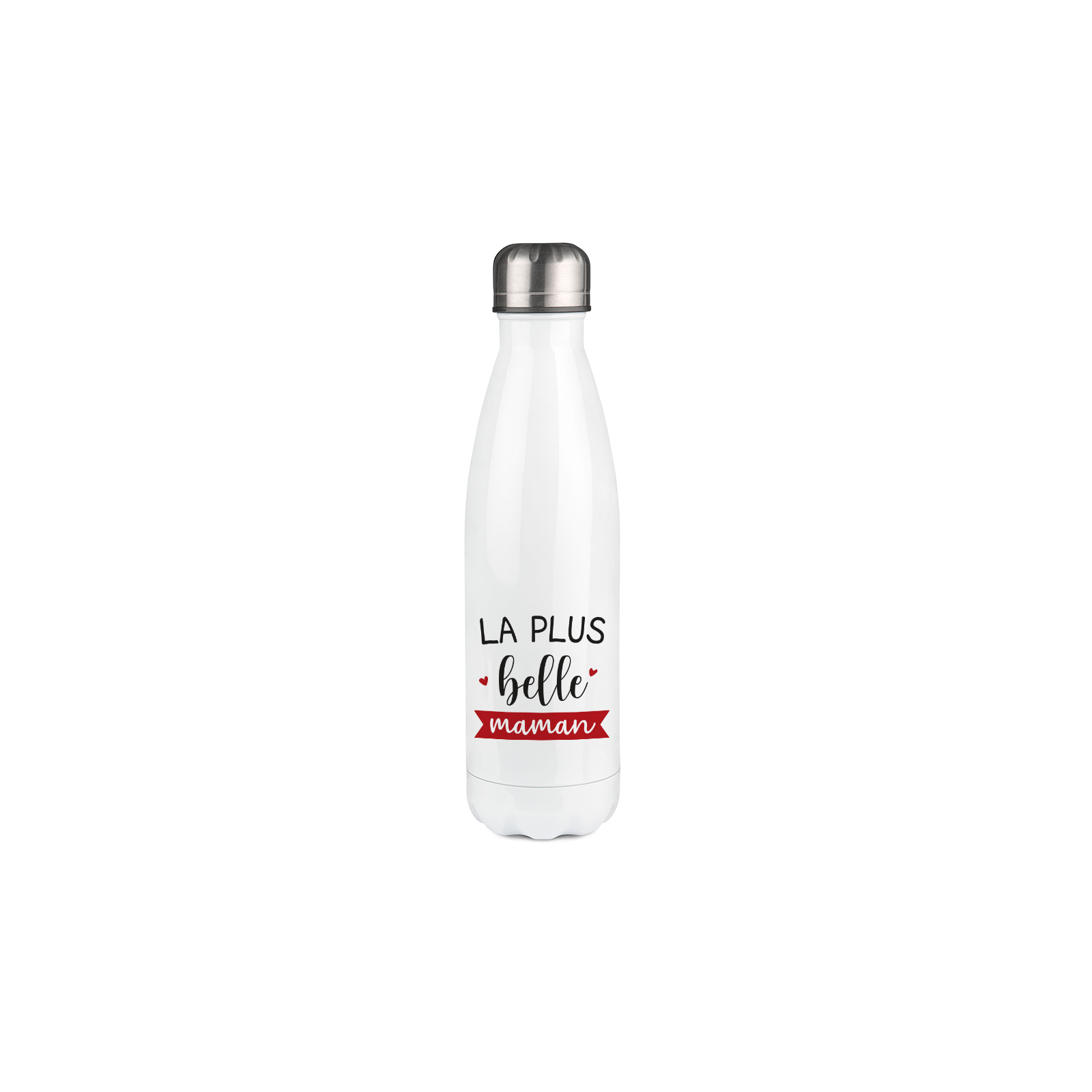 Bouteille isotherme personnalisable prénom - Inox, 50 cL - Modèle La plus Belle des Mamans - Idée cadeau personnalisé Maman