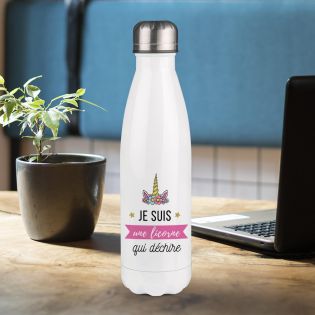 Customizable Unicorn insulated bottle with first name - Stainless steel, 50 cL - Personalized in France - Little girl gift idea