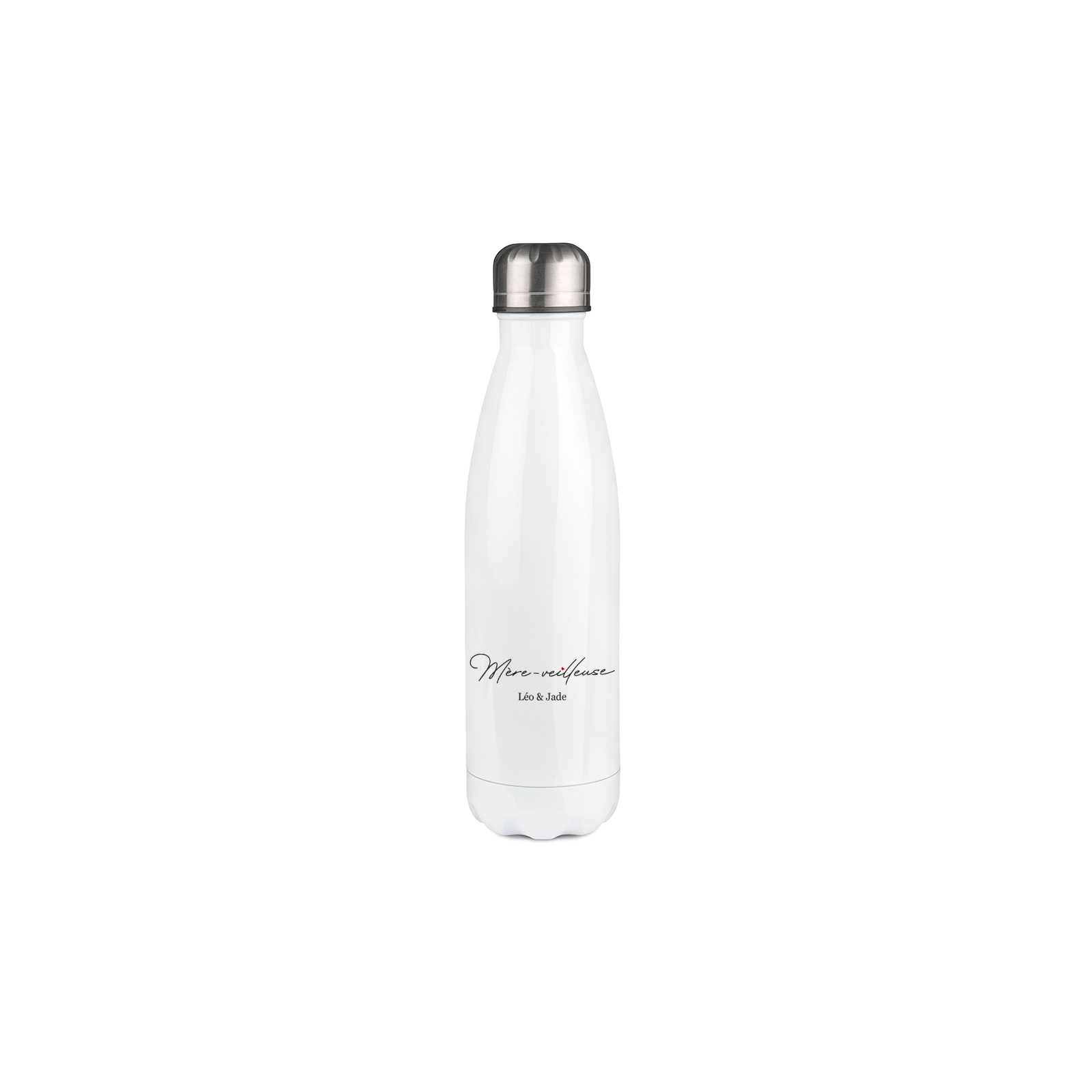 Bouteille isotherme personnalisable prénom - Inox, 50 cL - Modèle Mère-Veilleuse - Cadeau Personnalisé pour Maman