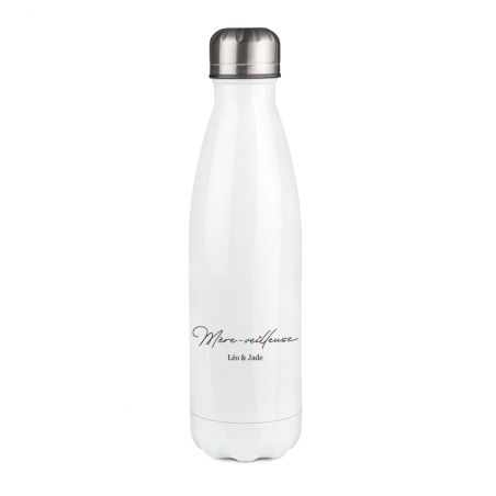 Bouteille isotherme personnalisable prénom - Inox, 50 cL - Modèle Mère-Veilleuse - Cadeau Personnalisé pour Maman