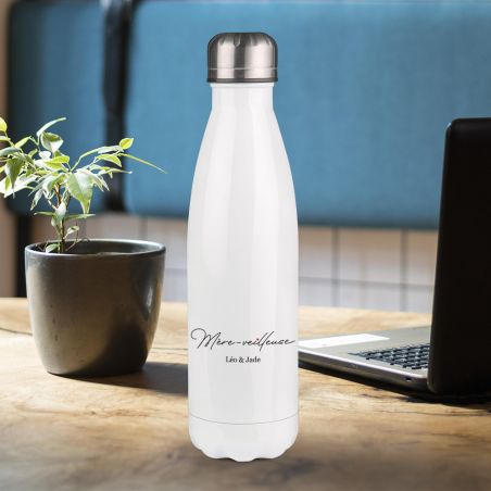 Customizable first name insulated bottle - Stainless steel, 50 cL - Mother-Nightlight model - Personalized Gift for Mom