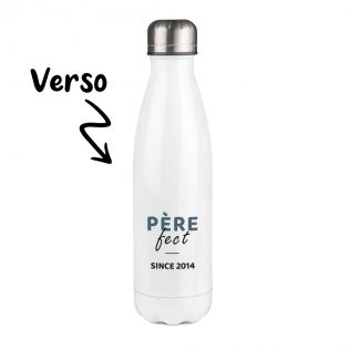 Bouteille isotherme personnalisable prénom - Inox, 50 cL - Modèle Père-Fect - Cadeau Personnalisé pour son Papa