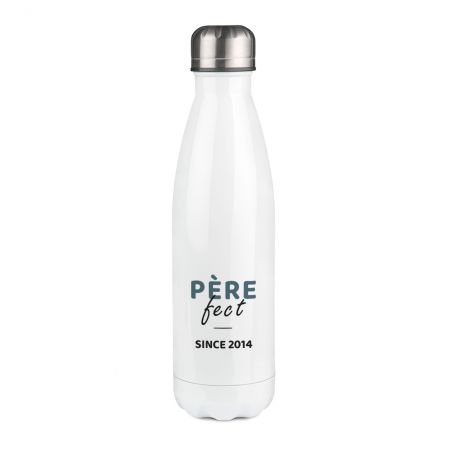 Bouteille isotherme personnalisable prénom - Inox, 50 cL - Modèle Père-Fect - Cadeau Personnalisé pour son Papa