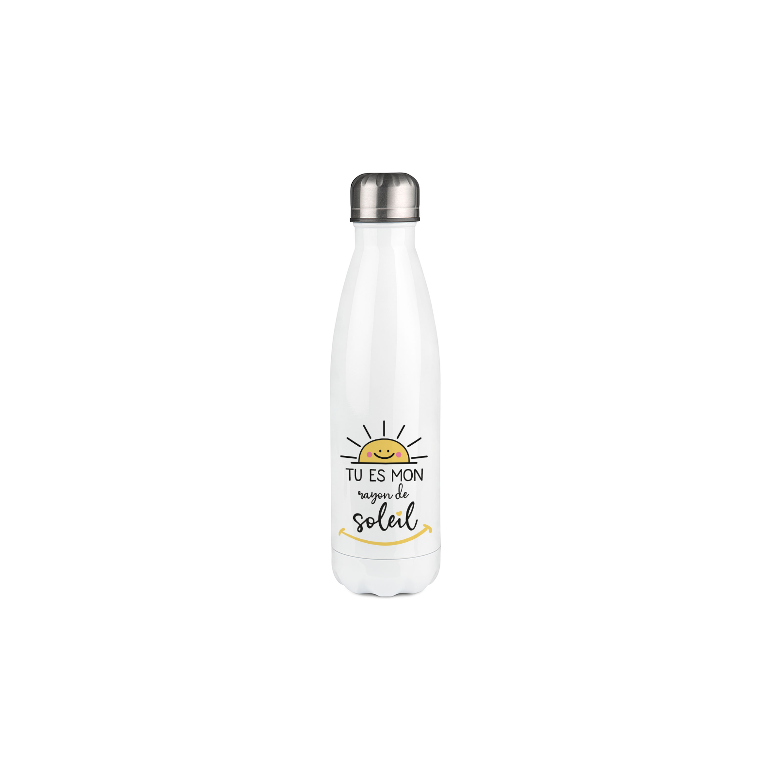 Bouteille isotherme personnalisable prénom - Inox, 50 cL - Modèle Rayon de Soleil - Cadeau Personnalisé pour son/sa chéri(e)