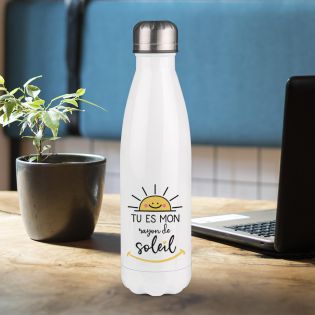 Customizable first name insulated bottle - Stainless steel, 50 cL - Rayon de Soleil model - Personalized gift for your loved one