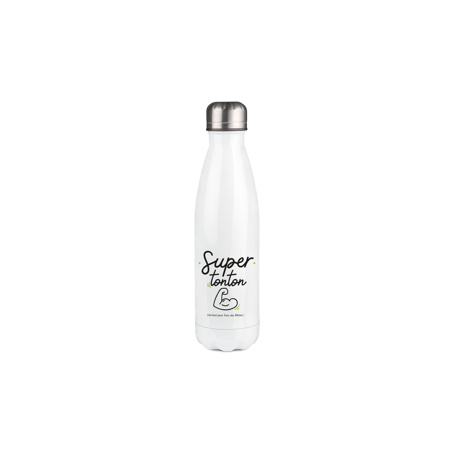 Customizable first name insulated bottle - Stainless steel, 50 cL - Super Tonton model - Personalized gift for his uncle