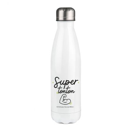 Bouteille isotherme personnalisable prénom - Inox, 50 cL - Modèle Super Tonton - Cadeau Personnalisé pour son oncle