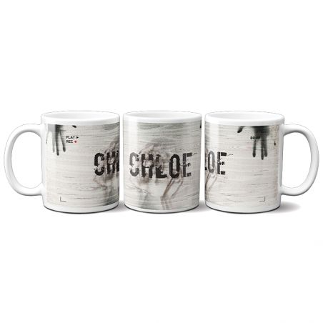 Personalized black horror film mug · Psychosis creature