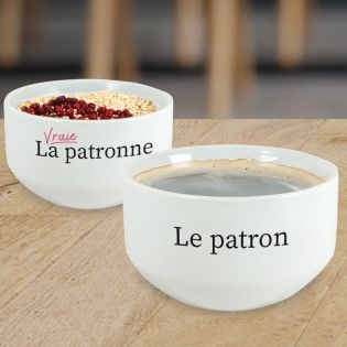 Pack of 2 Patroness model bowls customizable with First Name - Personalized couple gift - Valentine's Day