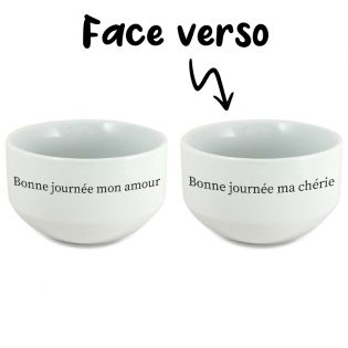 Pack of 2 Patroness model bowls customizable with First Name - Personalized couple gift - Valentine's Day