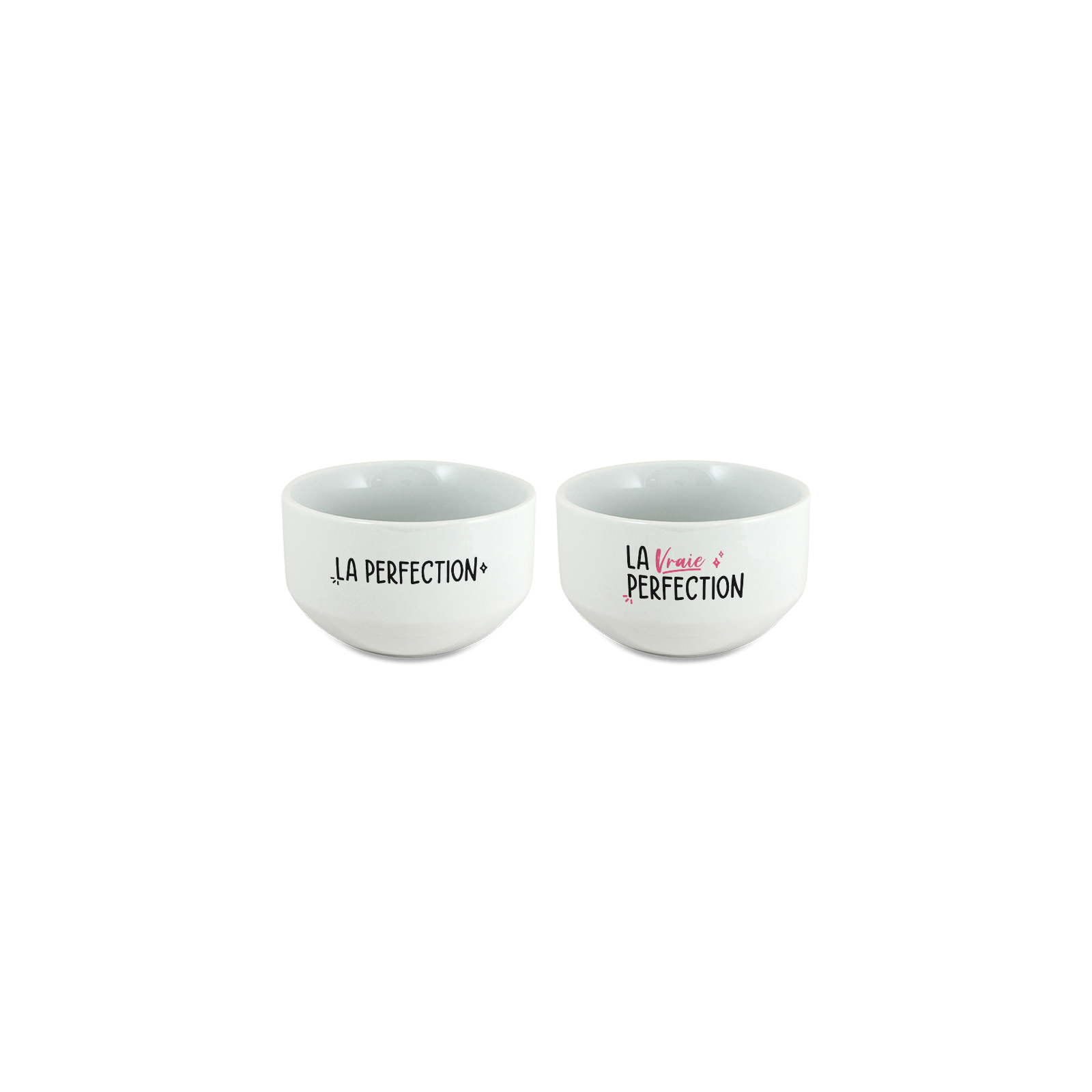 Pack of 2 Perfection model bowls customizable with First Name - Personalized couple gift - Valentine's Day