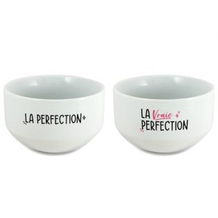 Pack of 2 Perfection model bowls customizable with First Name - Personalized couple gift - Valentine's Day