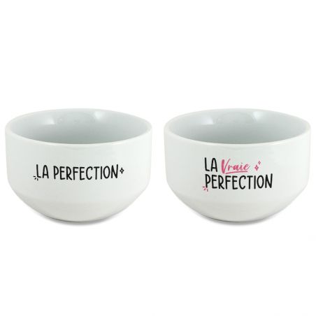 Pack of 2 Perfection model bowls customizable with First Name - Personalized couple gift - Valentine's Day